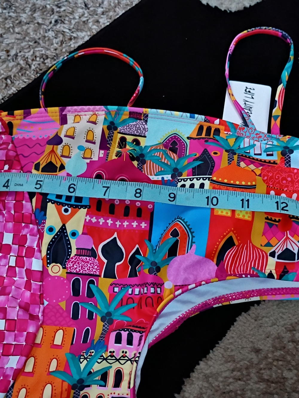 Multicolor One-Piece Swimsuit With Mediterranean Scenery - Picture 7 of 12